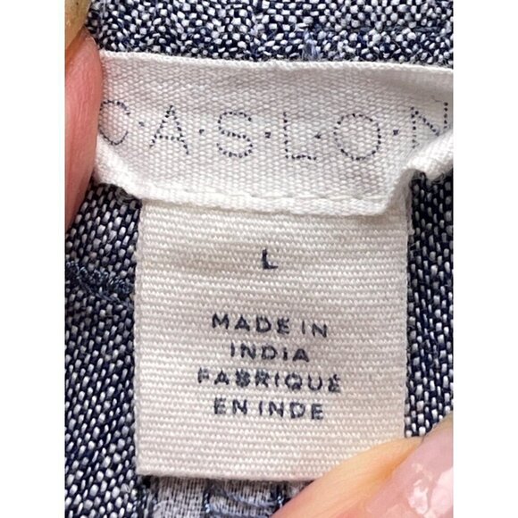 Caslon womens wide leg !00% Linen  pants large blue white fleck - Picture 7 of 7